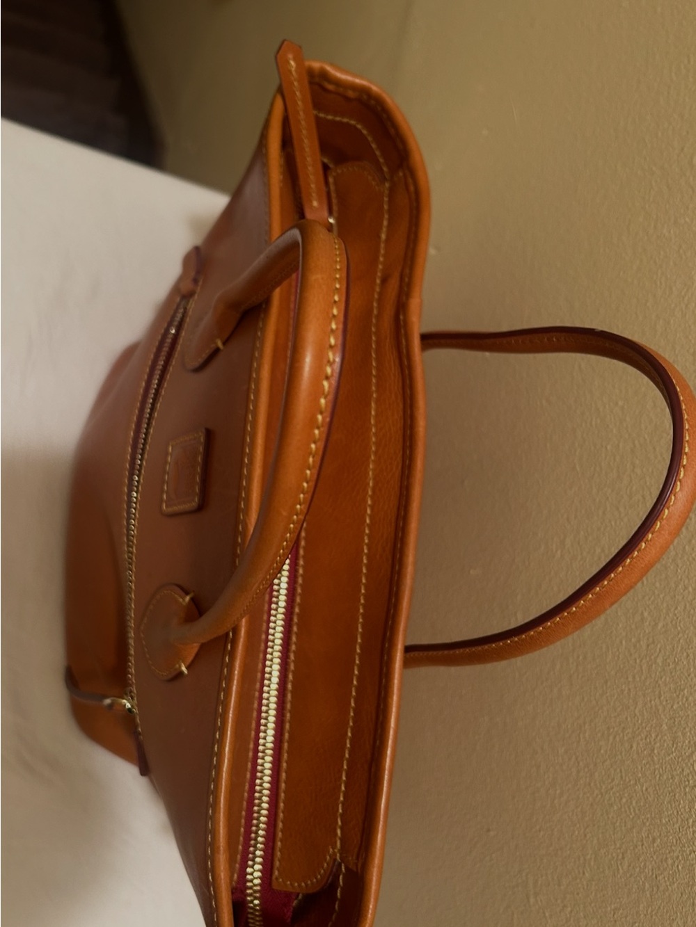 Dooney & Bourke Tan Leather Tote with Front Zip - Picture 3 of 6